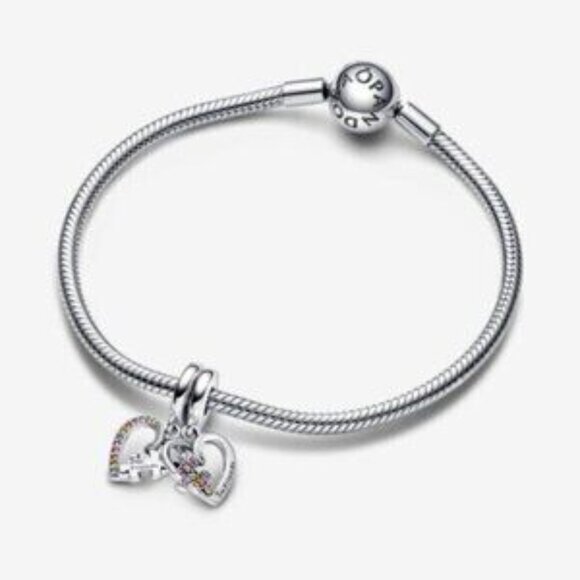Pandora Puzzle Piece Hearts Splittable Friendship Dangle Charm - Picture 5 of 5